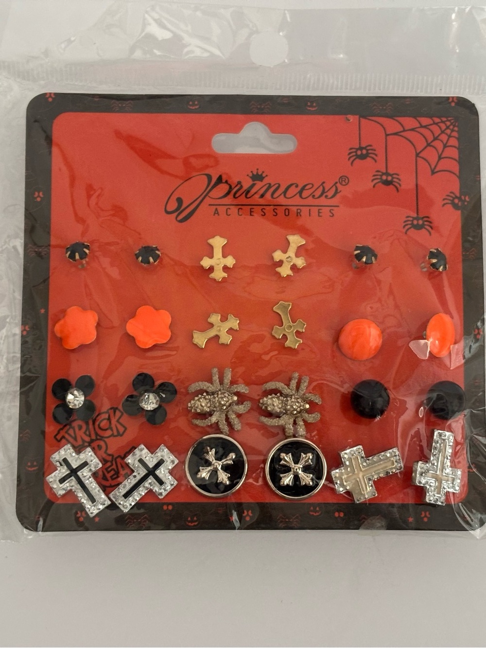 Princess Kids Earring Set — Orange, Black & Gold Mix